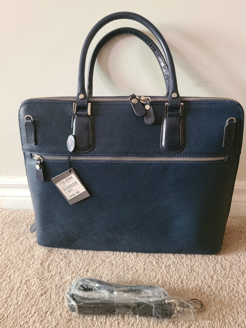 BNWT - The Trend - Women's Real Leather Navy Handbag Briefcase